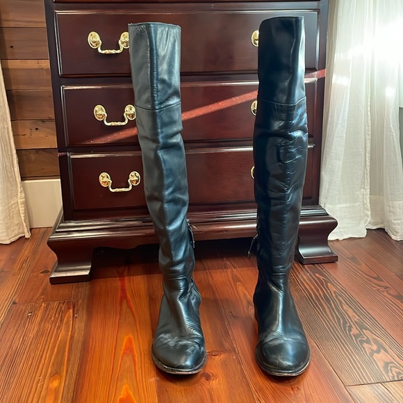 Black leather over the knee boots | size 6 - Picture 1 of 9